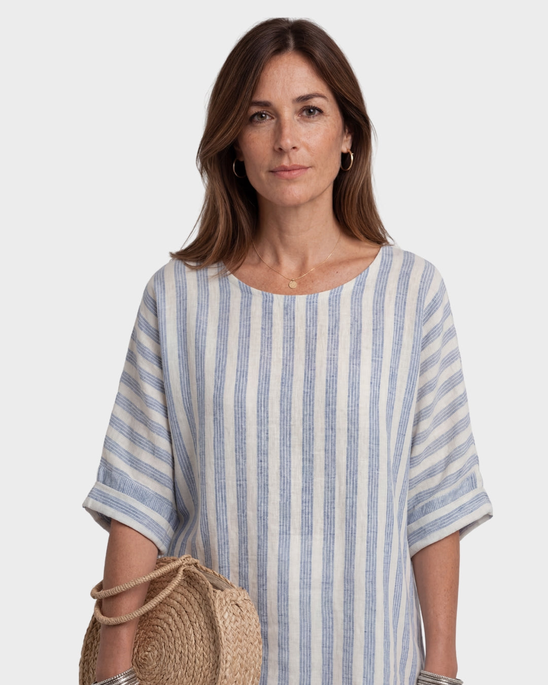 VICTORIA™ | CONJUNTO LINO RAYAS AZULES