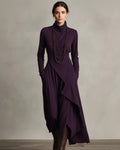 GIORGIA™ – VESTIDO MAXI PLISADO ASIMÉTRICO VIOLETA CON CUELLO ALTO