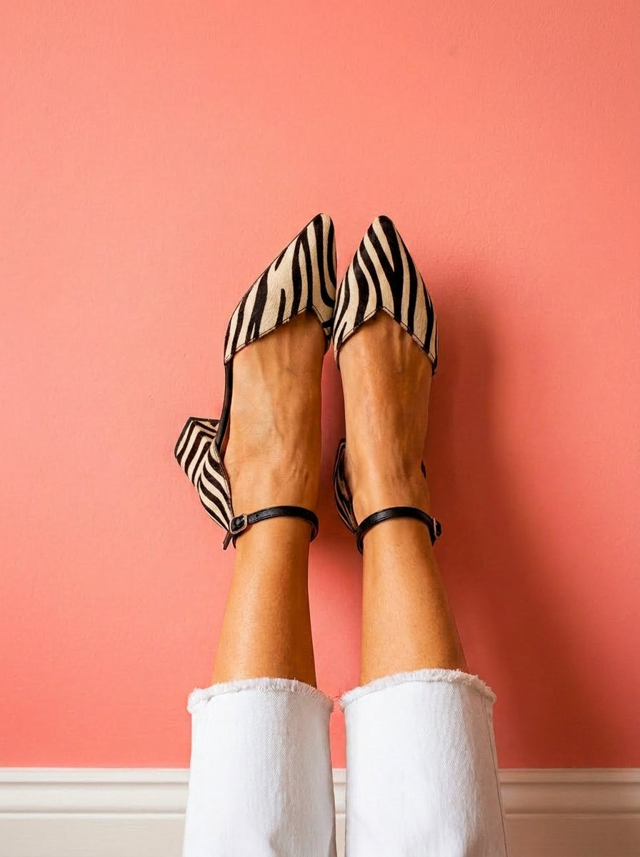 Keren™ | Tacones de Punta con Estampado Cebra
