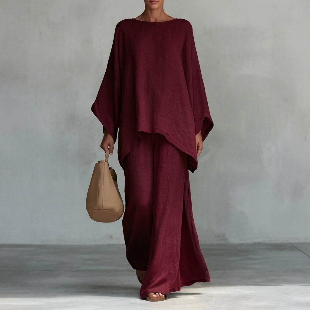 Cristina | Conjunto de dos piezas con mangas largas y pantalón amplio