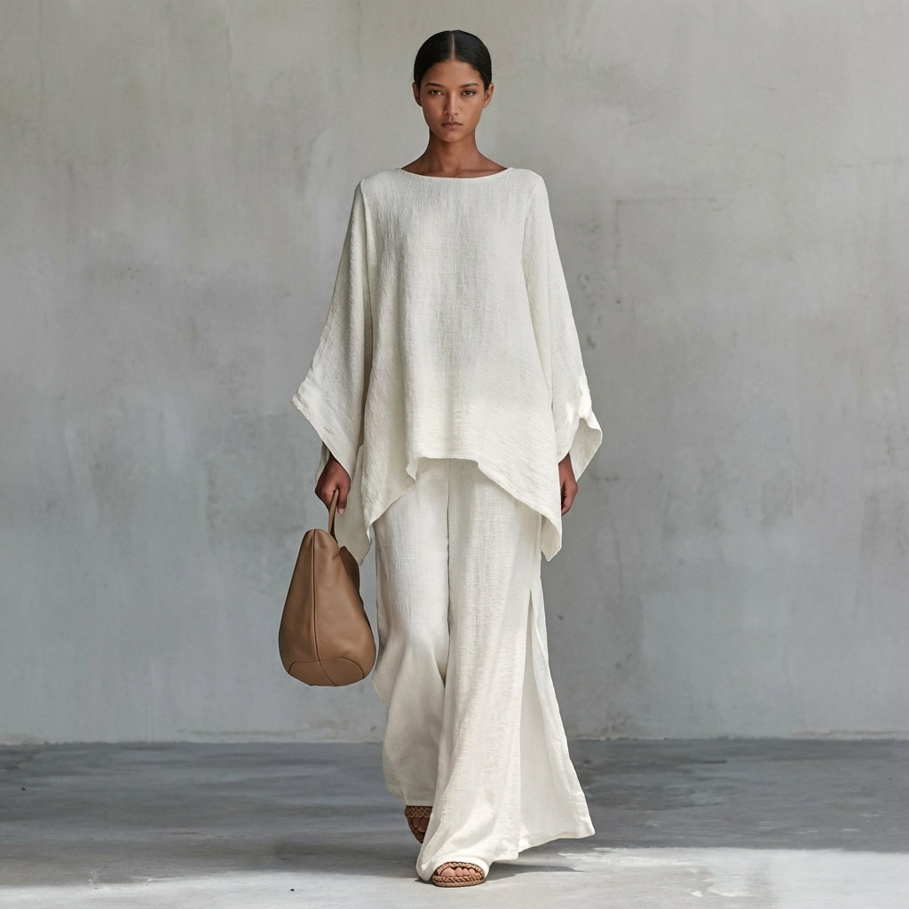 Cristina | Conjunto de dos piezas con mangas largas y pantalón amplio
